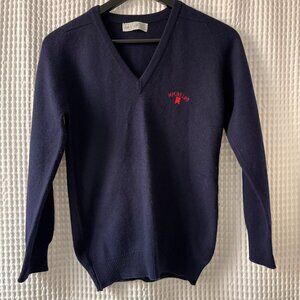 Lyle & Scott size 34/small Scottish cashmere V-neck sweater with Michelob logo